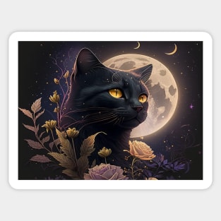 Mystical black cat design Sticker